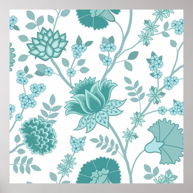 Jacobobobohnenfloral Lg Muster Tees auf Weiß Poster (Vorne)