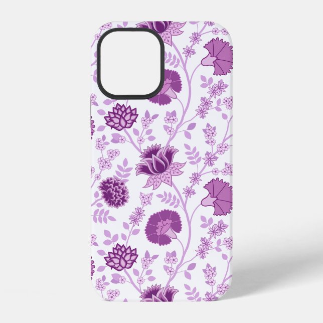 Jacobobobohnenflorale Big Pattern Pinks auf Weiß iPhone 12 Hülle (Rückseite)