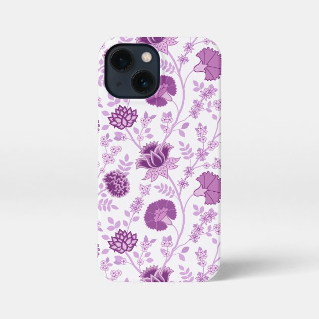 Jacobobobohnenflorale Big Pattern Pinks auf Weiß iPhone 13 Mini Hülle (Rückseite)