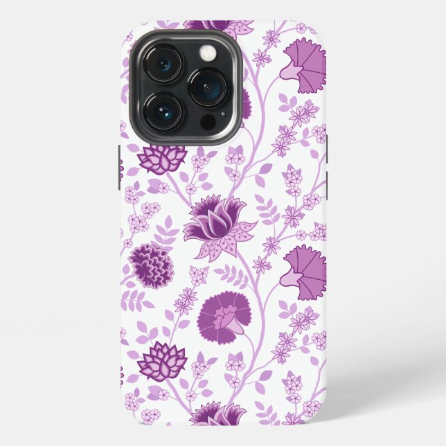 Jacobobobohnenflorale Big Pattern Pinks auf Weiß iPhone 13 Pro Hülle (Hinten)