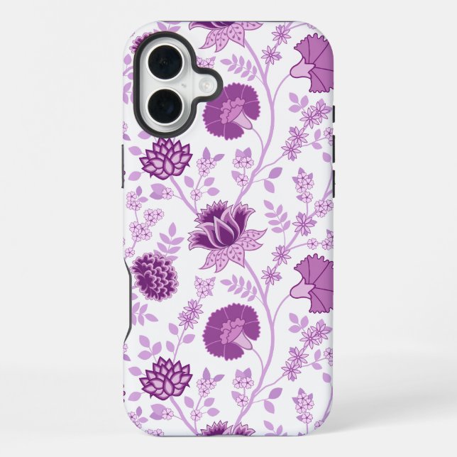 Jacobobobohnenflorale Big Pattern Pinks auf Weiß iPhone 16 Plus Hülle (Rückseite)