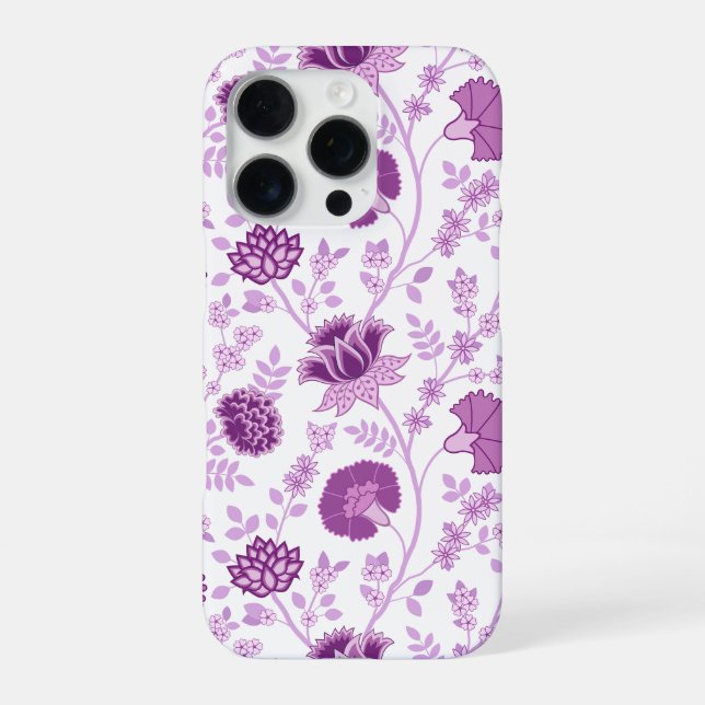Jacobobobohnenflorale Big Pattern Pinks auf Weiß iPhone 16 Pro Hülle (Rückseite)