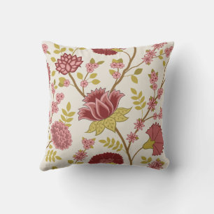 Jacobobohne Blumenmuster LG Muster Reds Pinks Gold Kissen