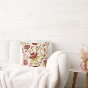 Jacobobohne Blumenmuster LG Muster Reds Pinks Gold Kissen