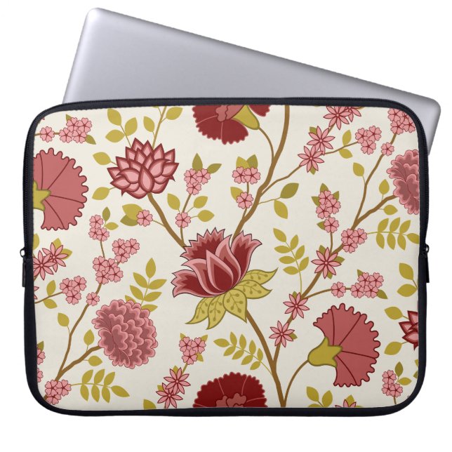 Jacobobohne Blumenmuster LG Muster Reds Pinks Gold Laptopschutzhülle (Vorderseite)