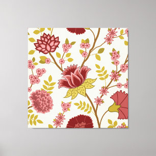Jacobobohne Blumenmuster LG Muster Reds Pinks Gold Leinwanddruck