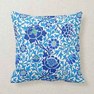 Jacobobohne Floral , Marine und Cerulean Blue Kissen
