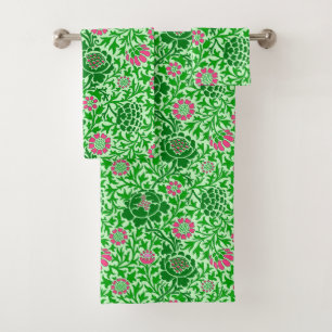 Jacobobohne, Floral, Smaragd und Limone Green Badhandtuch Set