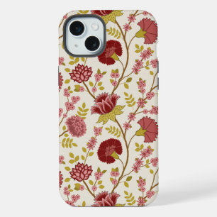 Jacobobohne Grosse Muster Reds Pinks Gold Creme iPhone 15 Plus Hülle
