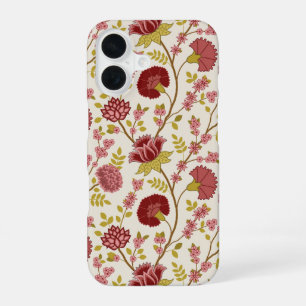 Jacobobohne Grosse Muster Reds Pinks Gold Creme iPhone 16 Hülle