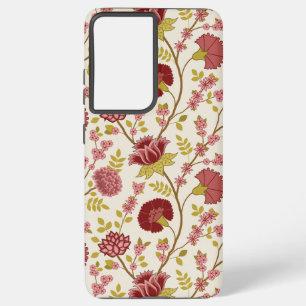 Jacobobohne Grosse Muster Reds Pinks Gold Creme Samsung Galaxy Hülle