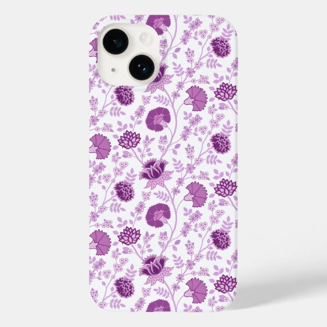 Jacobobohnenfloral Repeat Pattern Pinks auf Weiß Case-Mate iPhone 14 Hülle (Rückseite)