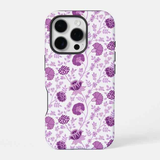 Jacobobohnenfloral Repeat Pattern Pinks auf Weiß iPhone 16 Pro Hülle (Rückseite)