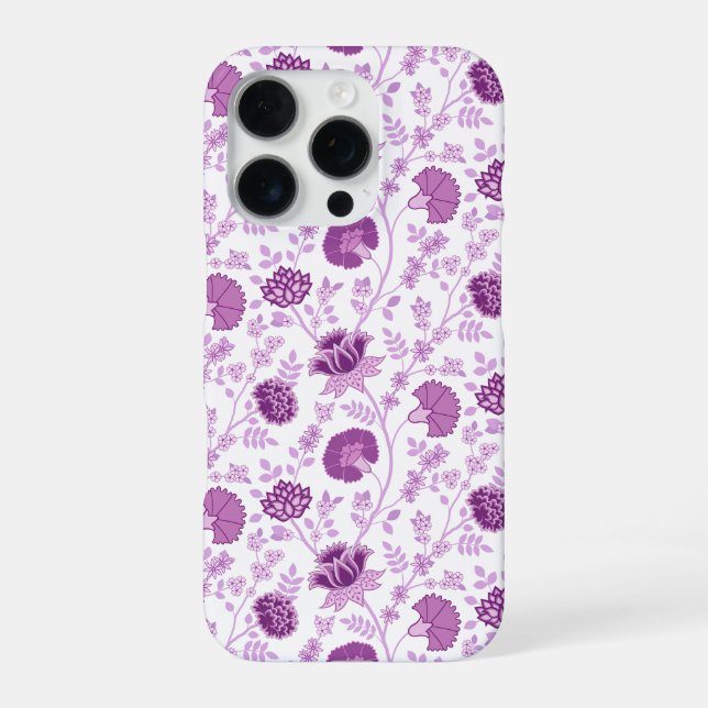 Jacobobohnenfloral Repeat Pattern Pinks auf Weiß iPhone 16 Pro Hülle (Rückseite)