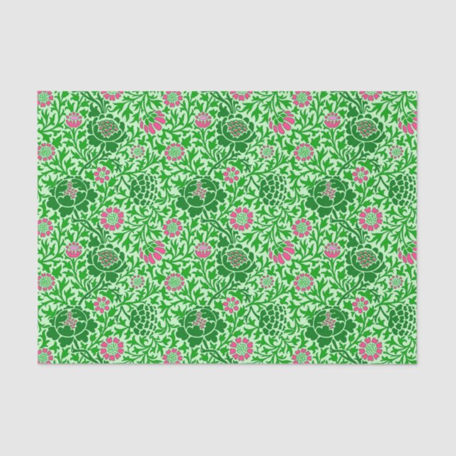Jacobobohnes Blumenwallpaper, Emerald und Lime Gre Seidenpapier (Vorderseite)