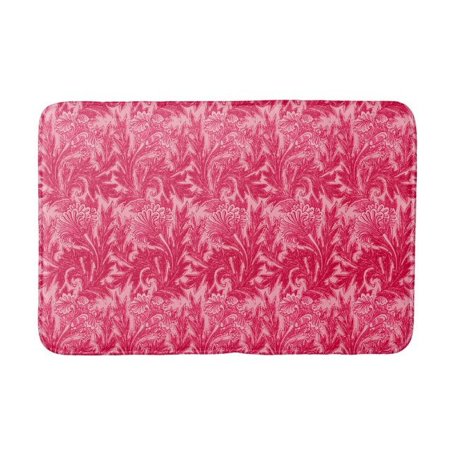 Jacobohne Blume Damask, Fuchsia und Light Pink Badematte (Vorderseite)