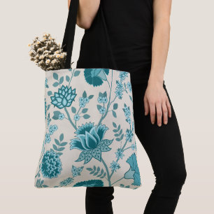 Jacobohne Blumenmuster Lg Muster Teals auf Creme Tasche