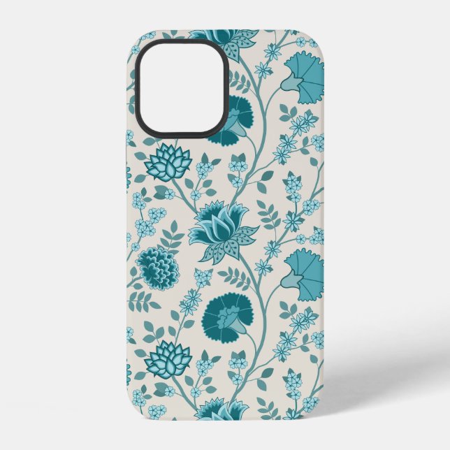 Jacobohne Blumenmuster Tees auf Creme iPhone 12 Hülle (Rückseite)