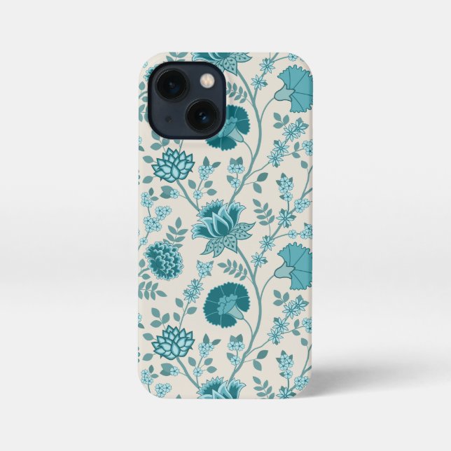 Jacobohne Blumenmuster Tees auf Creme iPhone 13 Mini Hülle (Rückseite)