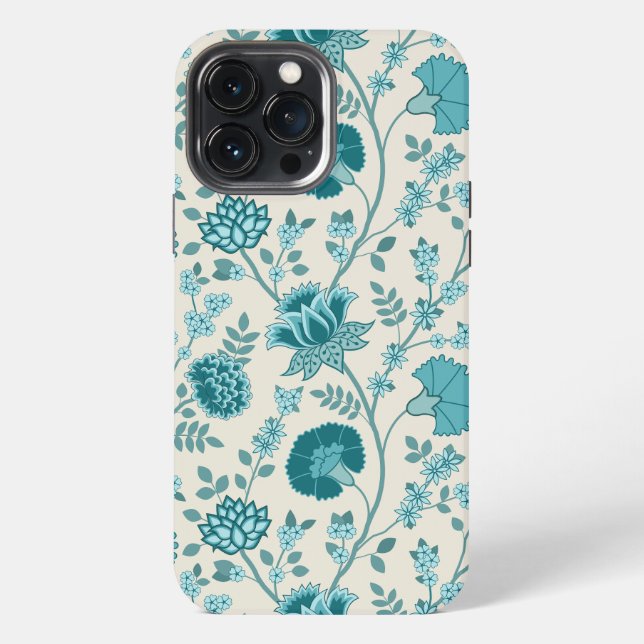 Jacobohne Blumenmuster Tees auf Creme iPhone 13 Pro Max Hülle (Rückseite)
