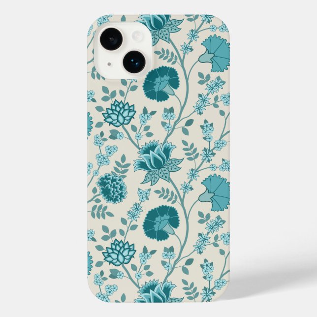 Jacobohne Blumenmuster Tees auf Creme iPhone 14 Plus Hülle (Rückseite)