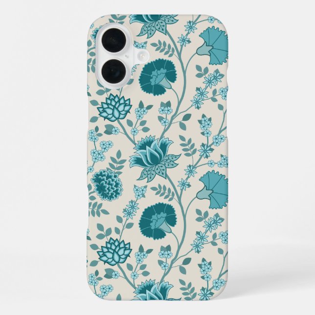 Jacobohne Blumenmuster Tees auf Creme iPhone 16 Plus Hülle (Rückseite)