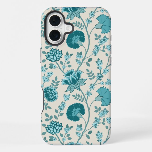 Jacobohne Blumenmuster Tees auf Creme iPhone 16 Plus Hülle (Rückseite)