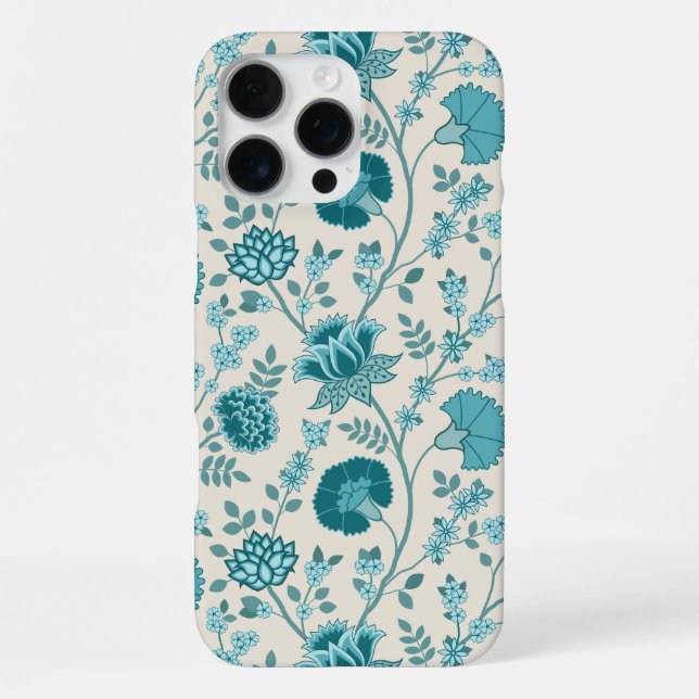 Jacobohne Blumenmuster Tees auf Creme iPhone 16 Pro Max Hülle (Rückseite)