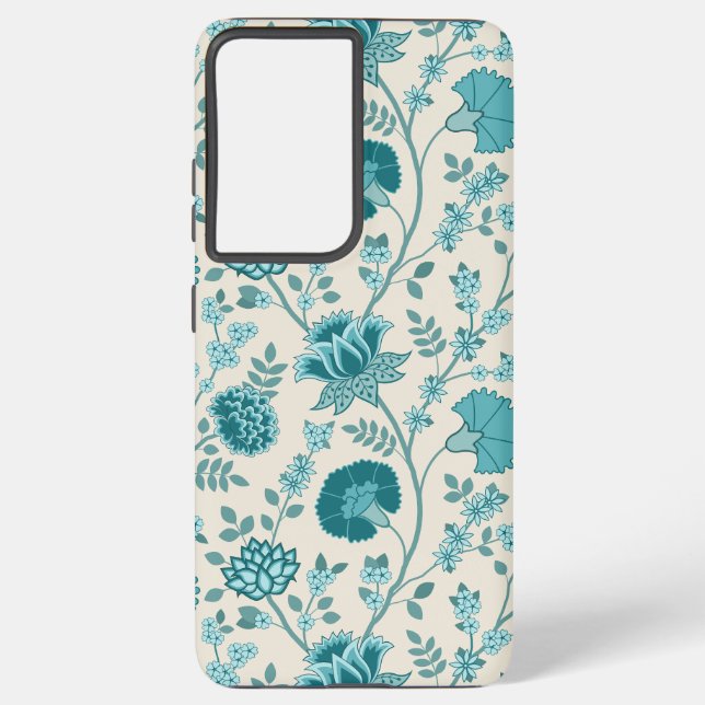 Jacobohne Blumenmuster Tees auf Creme Samsung Galaxy Hülle (Rückseite)