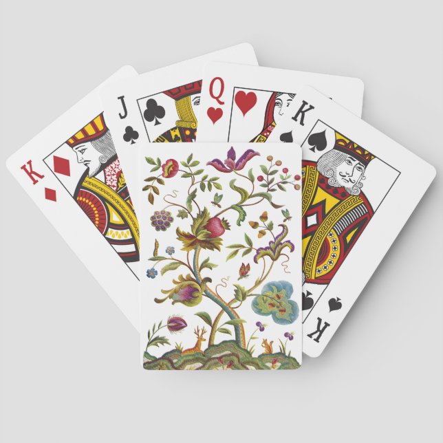 Jacobohne Crewel Stickerei Baum des Lebens Spielkarten (Rückseite)