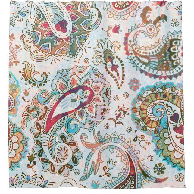 Jacobohne Ethnic Floral Pattern Duschvorhang (Vorderseite)