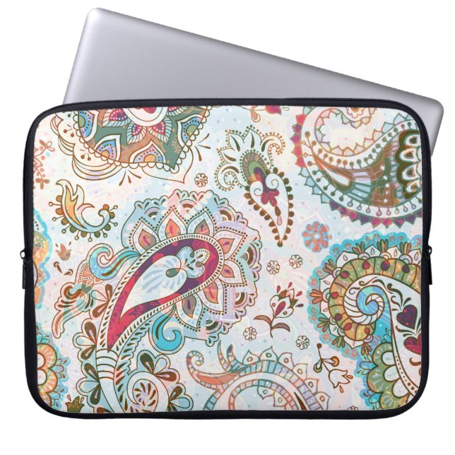 Jacobohne Ethnic Floral Pattern Laptopschutzhülle (Vorderseite)