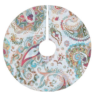 Jacobohne Ethnic Floral Pattern Polyester Weihnachtsbaumdecke