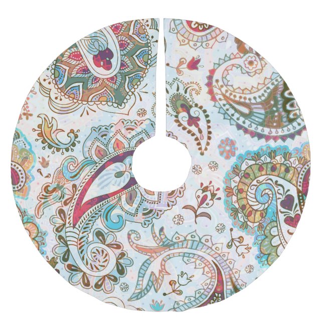 Jacobohne Ethnic Floral Pattern Polyester Weihnachtsbaumdecke (Vorderseite)