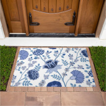 Jacobohne Floral Lg Muster Blau auf Weiß