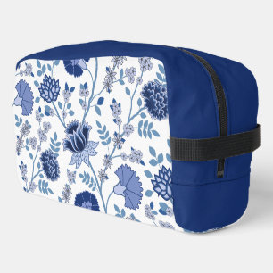 Jacobohne Floral Lg Muster Blau auf Weiß Waschbeutel