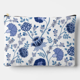 Jacobohne Floral Lg Muster Blau auf Weiß Zubehörtasche