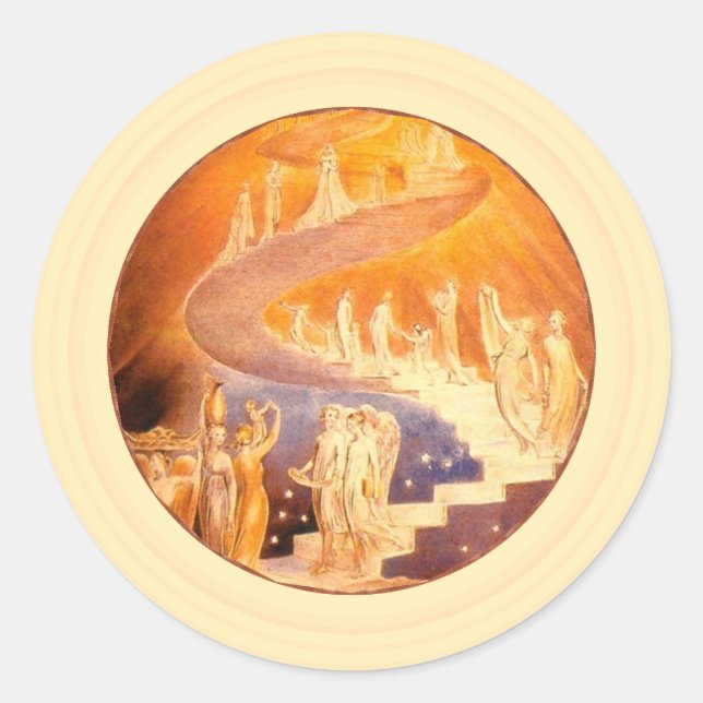 Jacob's Dream von William Blake Classic Round Stic Runder Aufkleber (Vorderseite)