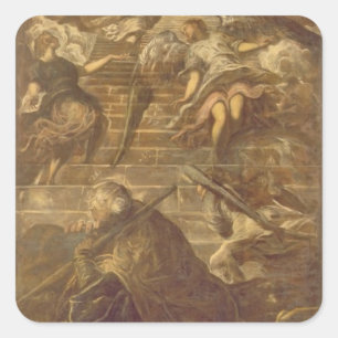 Jacob's Ladder (Öl auf Leinwand) Quadratischer Aufkleber