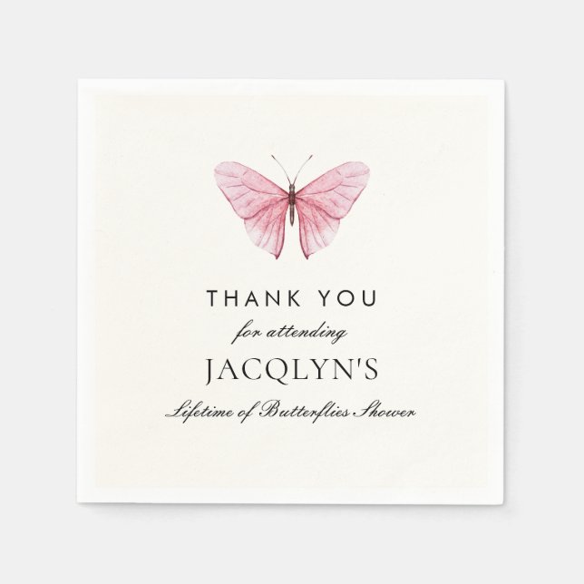 Jacqlyn's Lebenslange Schmetterlinge Dusche Danke Serviette (Vorderseite)