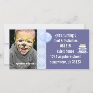 Jacquard Bleu Anniversaire Photo Invitation