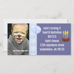 Jacquard Bleu Birthdy Photo Invitation