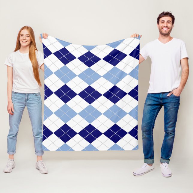 Jacquard Bleu Couverture en polaire moyenne (En situation)
