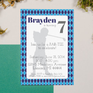 Jacquard Bleu Golf Invitation Anniversaire