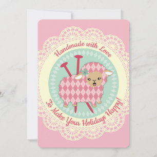 Jacquard brebis tricot aiguilles de  carte de Noël