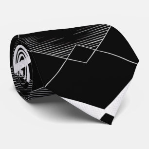 Jacquard géométrique noir et blanc Diamant cravate