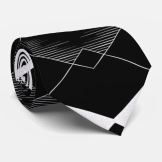 Jacquard géométrique noir et blanc Diamant cravate