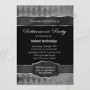 Jacquard gris Classic Retraite Party Invitations