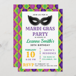 Jacquard Mardi Gras Party Invitation