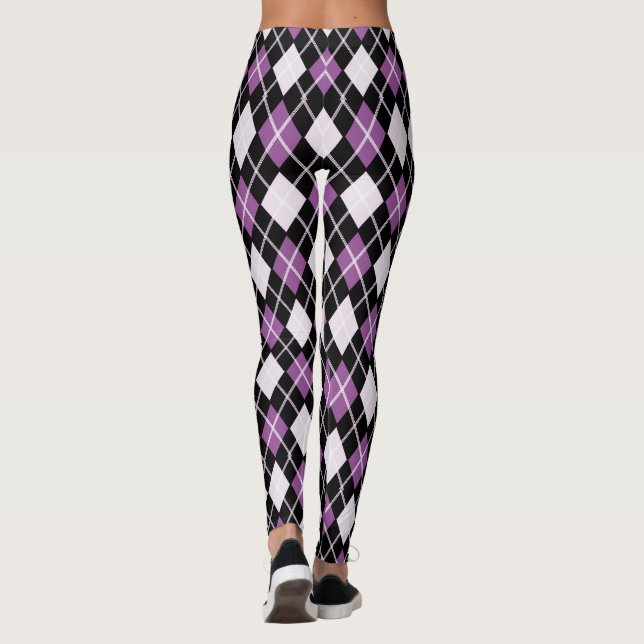 Jacquard noir et violet sans couture Motif Legging (Dos)